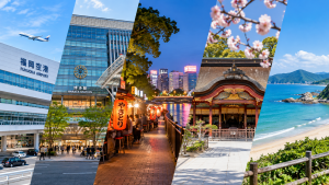 福岡空港・博多駅・屋台・太宰府・糸島をイメージした福岡旅行ビジュアル